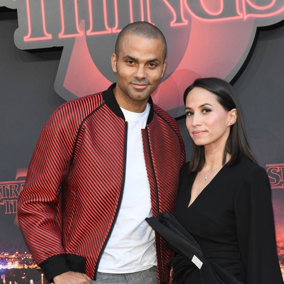 Tony Parker et sa femme Axelle Francine à la première de la série Netflix "Stranger Things - Saison 3" au cinéma Le Grand Rex à Paris, le 4 juillet 2019.
© Guirec Coadic/Bestimage