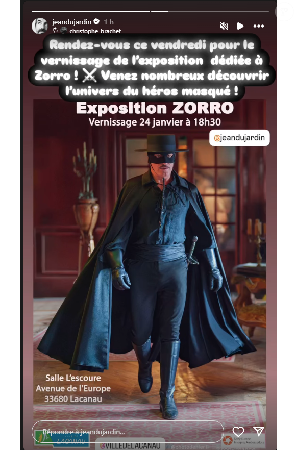 Story Instagram de Jean Dujardin.