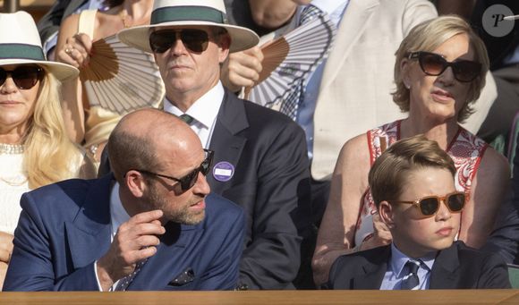 Le prince William, La princess Kate, le prince George et la princess Charlotte assistent à finale homme du tournoi de tennis de Wimbledon le 13 juillet 2025. GOFF INF / BESTIMAGE