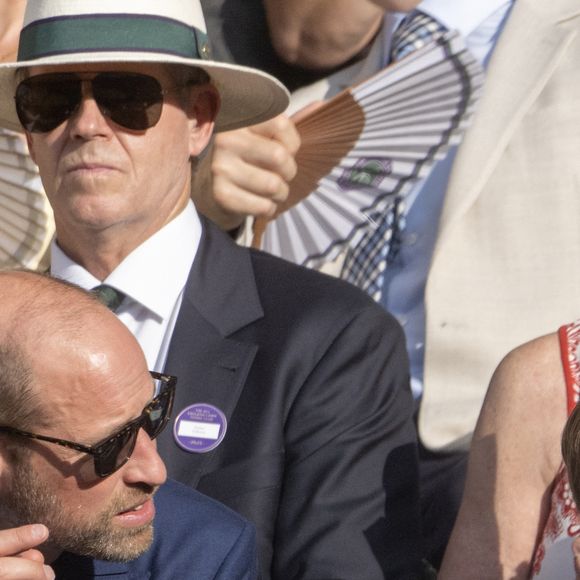 Le prince William, La princess Kate, le prince George et la princess Charlotte assistent à finale homme du tournoi de tennis de Wimbledon le 13 juillet 2025. GOFF INF / BESTIMAGE