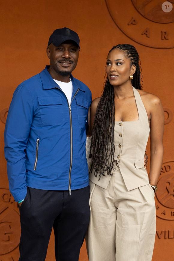 Harry Roselmack et sa nouvelle compagne Jennifer Galap au village lors des Internationaux de France de Tennis de Roland Garros 2025, à Paris, France, le 7 juin 2025. © Cyril Moreau/Bestimage