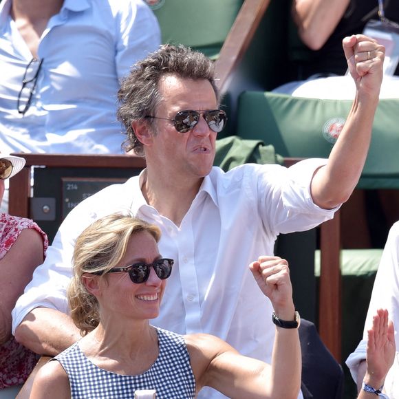Anne-Sophie Lapix et Arthur Sadoun lors de l'édition 2015 du tournoi de tennis de Roland Garros a Paris, France, le 5 juin 2015. Photo de Laurent Zabulon/ABACAPRESS.COM