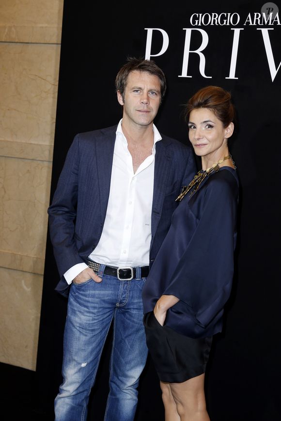 Le prince Emmanuel-Philibert de Savoie et la Princesse Clotilde de Savoie (Clotilde Courau) - Photocall du defile de mode Haute-Couture Automne-Hiver 2013/2014 "Armani" a Paris le 2 juillet 2013. OLIVIER BORDE / BESTIMAGE