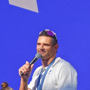 Florent Manaudou - L'équipe de France de natation acclamée au club France lors des Jeux Olympiques de Paris2024 (JO) le 5 aout 2024.