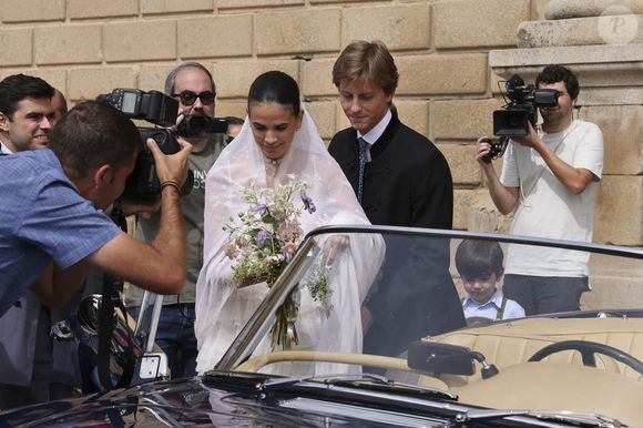 Lucia Entrecanales et Laszlo Bene lors du mariage de Lucia Entrecanales et Laszlo Bene à Tolède, Espagne, le samedi 27 septembre 2025. Photo by GTres/ABACAPRESS.COM