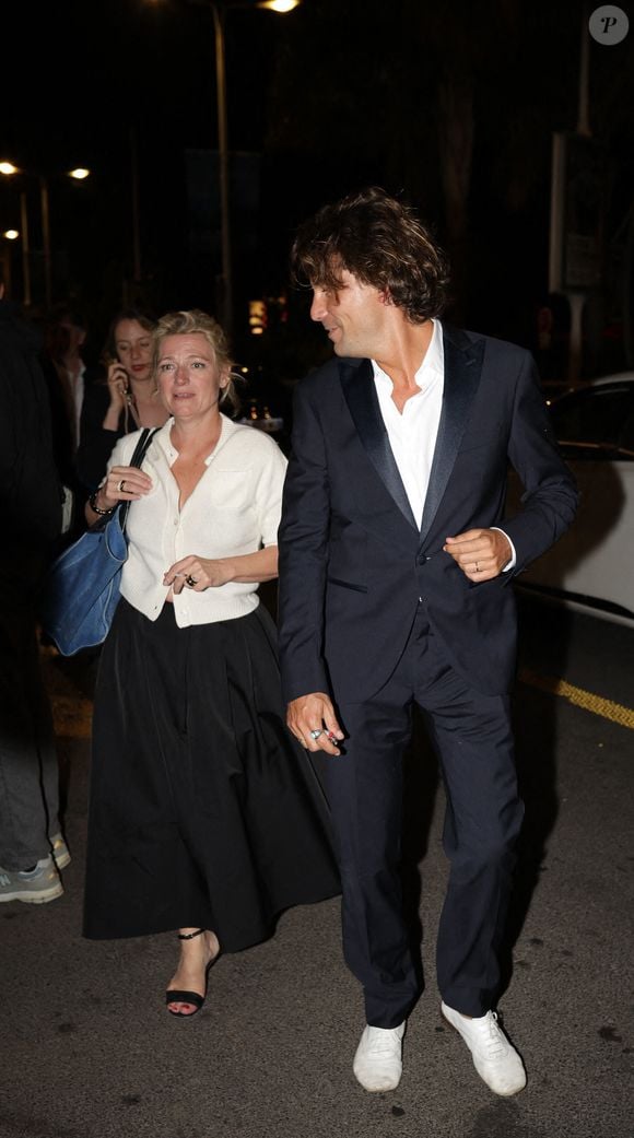 Anne Elisabeth Lemoine et Bertrand Chameroy après un dîner lors du 77e Festival de Cannes à Cannes, France, le 20 mai 2024. Photo by Aissaoui Nacer/Splash News/ABACAPRESS.COM