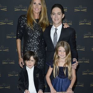 Sophie Thalmann, son mari Christophe Soumillon et leur enfants Charlie et Mika - 65ème édition des Cravaches d'Or au Théâtre des Champs-Elysées à Paris le 14 mars 2014. © Coadic Guirec Bestimage