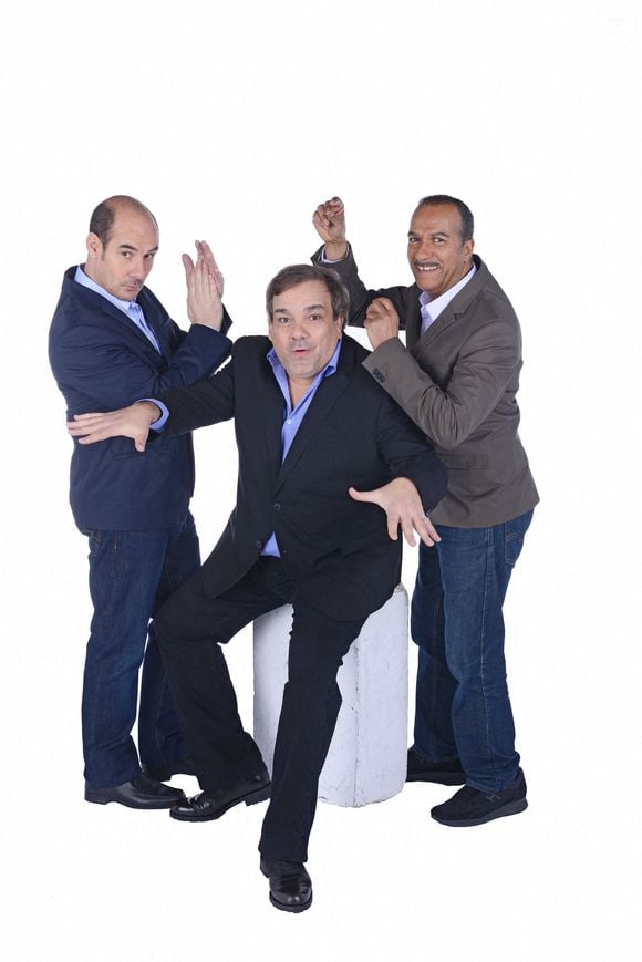 Les Inconnus, Bernard Campan, Pascal Legitimus et Didier Bourdon posent en studio à l'occasion de la sortie du film Les Trois Frères, Le Retour le 28 janvier 2014 a Paris, France. Photo by Pascal Baril/ABACAPRESS.COM