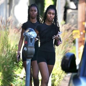 Los Angeles, CA  - EXCLUSIVE  - D'Lila Star and Jessie James Combs, the twin daughters of P Diddy, were seen in LA at SEV Laser hair removal, rocking matching all-black outfits and yellow retro Jordan sneakers for a stylish and coordinated look.



Pictured: D'Lila Star, Jessie James Combs