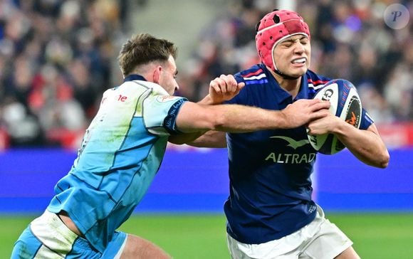 Essai Louis Bielle Barrey lors du match du Tournoi des Six Nations opposant la France à l'Écosse (35-16) au Stade de France à Saint-Denis, Seine Saint-Denis, France, le 15 mars 2025. © Christian Liewig/Bestimage
