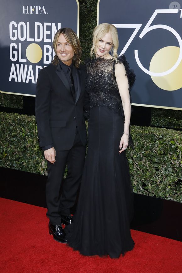 Keith Urban et Nicole Kidman sur le tapis rouge de la 75ème cérémonie des Golden Globe Awards au Beverly Hilton à Los Angeles, le 7 janvier 2018. ©Action Press / Bestimage