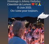 Sur un compte fan, on découvre le public autour de la tombe chanter sur un titre du rockeur pour lui clamer tout son amour

Les images de l'hommage à Johnny le jour de son anniversaire, le 15 juin, au cimetière de Lorient où il a été inhumé à Saint-Barthélemy