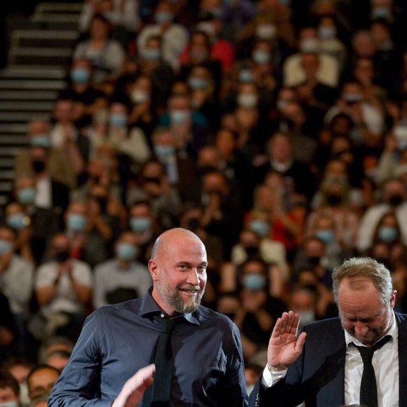 Francois Damiens, Benoit Poelvoorde lors de la cérémonie d'ouverture du 13ème Festival Lumière à Lyon, France, le 9 octobre 2021. Photo by Julien Reynaud/APS-Medias/ABACAPRESS.COM