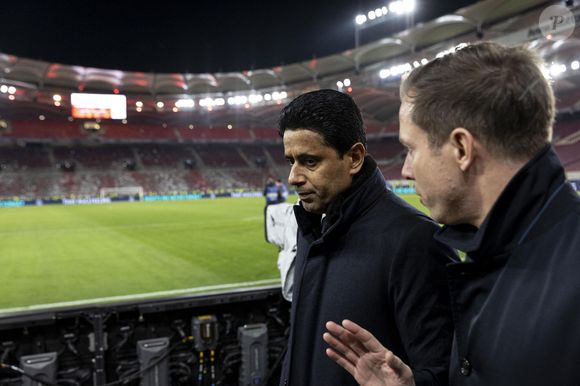 Nasser Al-Khelaïfi pendant le match entre le VfB Sttutgart et le Paris Saint Germain à la Mercedes-Benz Arena le 29 janvier 2025 à Sttutgart, Allemangne.