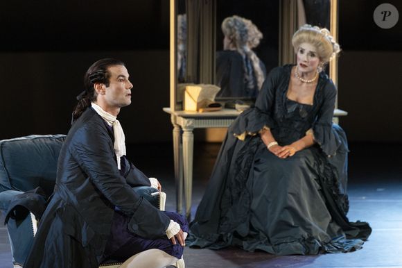 Exclusif - Delphine Depardieu, Valentin de Carbonnières - Représentation de la pièce de théâtre "Les liaisons dangereuses" au Théâtre de Verdure lors du 41ème Festival de Ramatuelle le 7 août 2025. © Cyril Bruneau / Festival de Ramatuelle / Bestimage