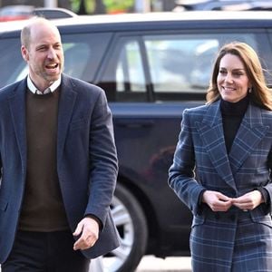 Le prince William, prince de Galles, et Catherine (Kate) Middleton, princesse de Galles, arrivent pour visiter l'Académie nationale de curling à Stirling, Royaume Uni, le 20 janvier 2026. © Backgrid UK/Bestimage