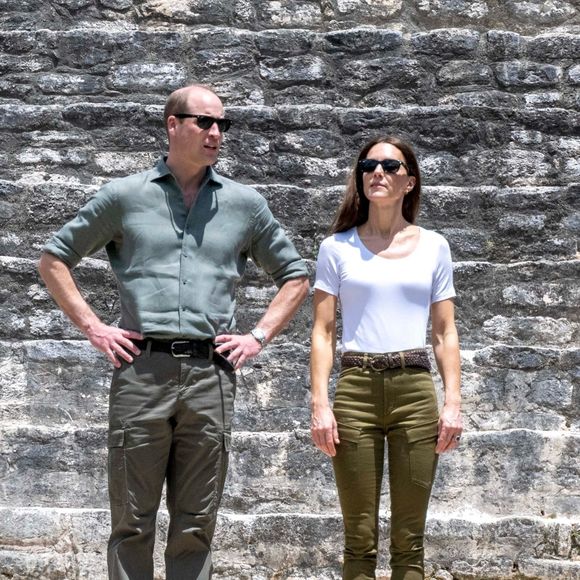 Le prince William et Catherine (Kate) Middleton visitant Caracol, un ancien site archéologique maya au plus profond de la jungle dans la forêt de Chiquibul au Belize, lors de leur tournée dans les Caraïbes au nom de la reine pour marquer son jubilé de platine. Belize, le 21 mars 2022.
©Backgrid UK/ Bestimage