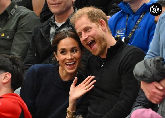 Le prince Harry, duc de Sussex, et Meghan, duchesse de Sussex, assistent à un match de basket-ball en fauteuil roulant au Centre des congrès de Vancouver lors des Jeux Invictus 2025 à Vancouver, au Canada, le 9 février 2025. Photo de Zak Hussein/Splash News/ABACAPRESS.COM