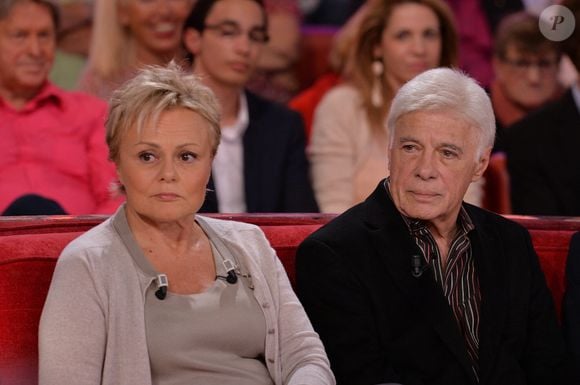 Muriel Robin ET Guy Bedos lors de l'enregistrement de "Vivement Dimanche" à Paris, France, 23 septembre 2015. Photo Max Colin/ABACAPRESS.COM