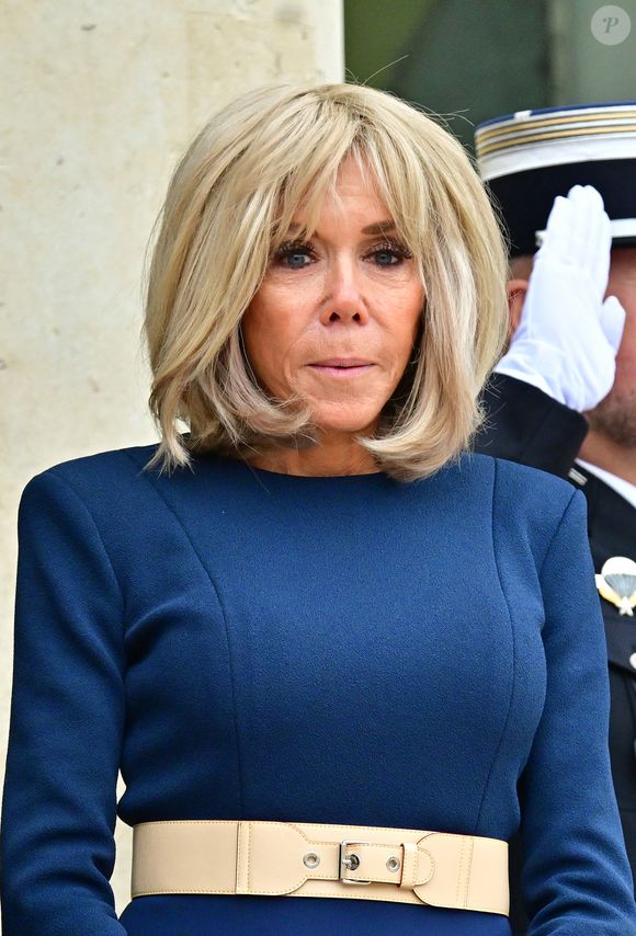 Le président français Emmanuel Macron et Brigitte Macron reçoivent son Altesse Royale le prince héritier du royaume de Jordanie, Hussein ben Abdallah, et sa femme, Son Altesse Royale la princesse Rajwa Al Hussein à l'Elysée, le 8 octobre 2025.
© Christian Liewig / Bestimage