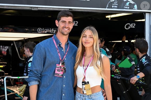 Thibaut Courtois et sa femme Mishel Gerzig - Célébrités lors du Grand Prix de Formule 1 (F1) Tag Heuer de Monaco le 25 mai 2025. © Lionel Urman/Bestimage