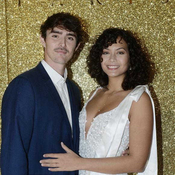 Exclusif - Vaimalama Chaves (Miss France 2019) et son compagnon Nicolas Fleury - L’hôtel The Peninsula Paris présente son univers féérique pour Noël le 30 novembre 2023 . © Rachid Bellak / Bestimage