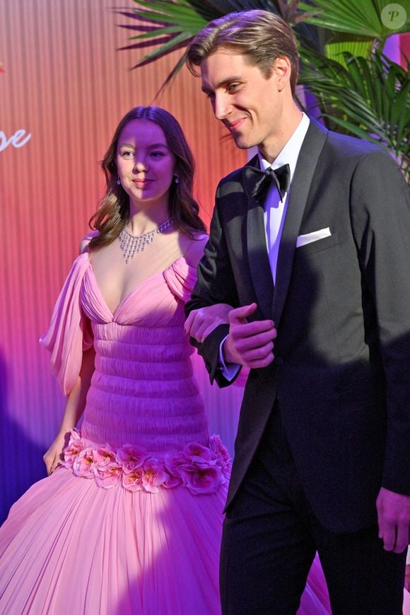 La princesse Alexandra de Hanovre et son compagnon Ben Sylvester Strautmann durant la 69ème édition du Bal de la Rose dans la Salle des Étoiles du Sporting Monte-Carlo à Monaco, le 29 mars 2025  © Bruno Bebert / Pool Monaco / Bestimage
