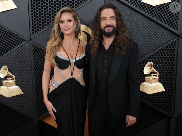 (G-D) Heidi Klum et Tom Kaulitz arrivent à la 66e cérémonie annuelle des Grammy Awards qui se tient à la Crypto.com Arena à Los Angeles, CA, USA, le dimanche 4 février 2024. Photo de Sthanlee B. Mirador/SPUS/ABACAPRESS.COM