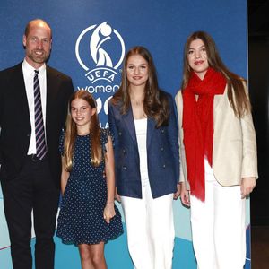 Le prince William, prince de Galles, et la princesse Charlotte de Galles, rencontrent la princesse Leonor et l'infante Sofia d'Espagne lors de la finale de l'UEFA Women's Euro 2025 "Angleterre - Espagne (1-1, 3-1 tab)" à Bâle, le 27 juillet 2025. Casa de S.M. El Rey via Bestimage