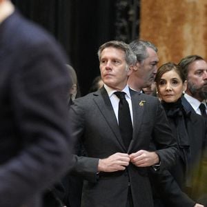 Le prince Emmanuel-Philibert de Savoie, La princesse Clotilde Courau de Savoie, Le prince Aimone et la princesse Olga de Savoie Aoste, La princesse Vittoria de Savoie - La cérémonie funéraire de Victor Emmanuel de Savoie, fils du dernier roi d'Italie, en la cathédrale Saint-Jean-Baptiste de Turin, le 10 février 2024.
 SGP / BESTIMAGE
