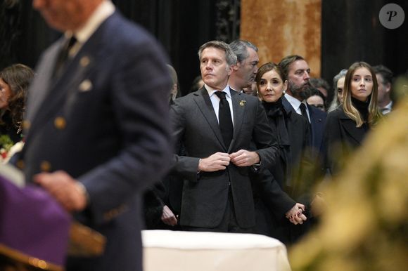 Le prince Emmanuel-Philibert de Savoie, La princesse Clotilde Courau de Savoie, Le prince Aimone et la princesse Olga de Savoie Aoste, La princesse Vittoria de Savoie - La cérémonie funéraire de Victor Emmanuel de Savoie, fils du dernier roi d'Italie, en la cathédrale Saint-Jean-Baptiste de Turin, le 10 février 2024.
 SGP / BESTIMAGE