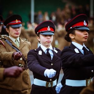La princesse Salma de Jordanie (au centre) vue lors du défilé des cadets à l'Académie militaire de Sandhurst, à Sandhurst, au Royaume-Uni, le 25 novembre 2018. Photo by Balkis Press/ABACAPRESS.COM