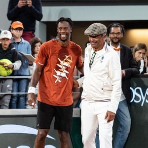 Yannick Noah et Gaël Monfils s'entraînent au Yannick Noah Day lors des Internationaux de France 2025 à Roland Garros le 24 mai 2025 à Paris, France. Photo Nasser Berzane/Abaca