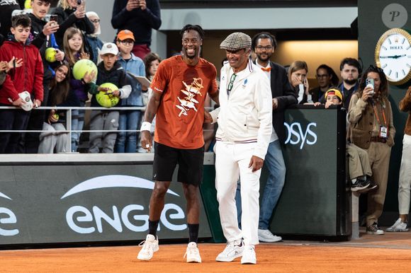 Yannick Noah et Gaël Monfils s'entraînent au Yannick Noah Day lors des Internationaux de France 2025 à Roland Garros le 24 mai 2025 à Paris, France. Photo Nasser Berzane/Abaca