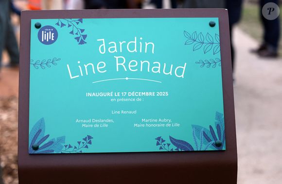 Line Renaud, 97 ans, a inauguré un jardin public qui porte son nom, à Lille, France, le mercredi 17 décembre 2025. © Claude Dubourg/Bestimage