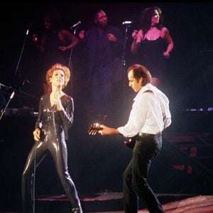 Archives - Céline Dion et Jean-Jacques Goldman lors du concert de Céline Dion au Stade de France à Paris.
Crédit : AGENCE / BESTIMAGE