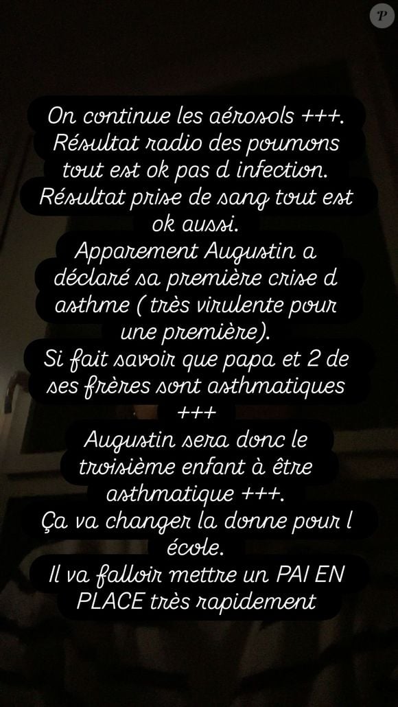 Céline Saffré (Familles nombreuses) révèle, samedi 27 septembre 2025, que son fils Augustin est asthmatique © Instagram