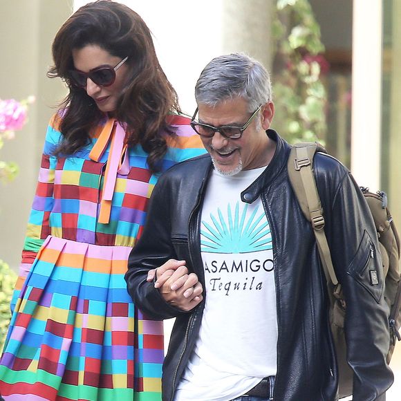 George Clooney et sa femme Amal Alamuddin quittent l'hôtel Eden Roc au Cap d'Antibes, après avoir assisté au 69ème Festival International du Film de Cannes. Le 14 mai 2016. Agence / Bestimage