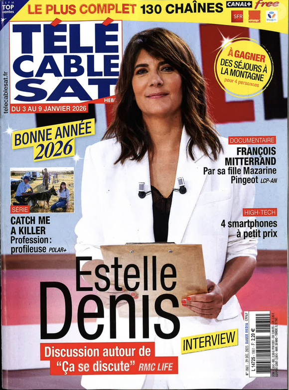Estelle Denis fait la couverture de Télé Câble Sat le 29 décembre.