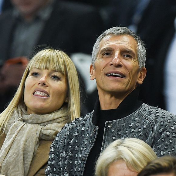 Nagui et son épouse Mélanie Page assistent au match de qualification pour la Coupe du Monde de la FIFA 2018 entre la France et la Biélorussie au Stade de France le 10 octobre 2017 à Saint-Denis, France. Photo Laurent Zabulon/Abaca