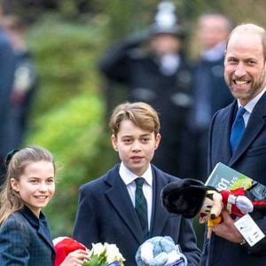 Le prince de Galles, la princesse Charlotte et le prince George assistent au service religieux du jour de Noël à l'église St Mary Magdalene à Sandringham, Norfolk, Royaume-Uni, le mercredi 25 décembre 2024. Photo by Zak Hussein/Splash News/ABACAPRESS.COM