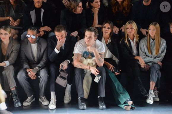 Cara Delevingne, Tyga, David Beckham, Brooklyn, Victoria, Kate Moss, Lila Grace Moss-Hack, Nikolai von Bismarck au défilé de mode Homme automne-hiver 2020/2021, le 17 janvier 2020. 

Photo : Veeren - Christophe Clovis / Bestimage