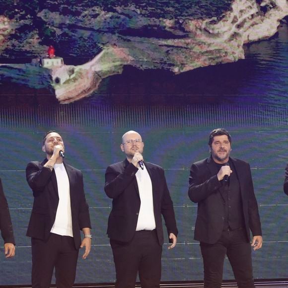 Exclusif - Patrick Fiori, Il Cello lors de l'enregistrement de l’émission La Grande Fête de Carcassonne, diffusée le samedi 6 septembre à 21.10 sur France 2, dans la Cité Médiévale de Carcassonne, France, le 24 juin 2025. © Jack Tribeca/Bestimage