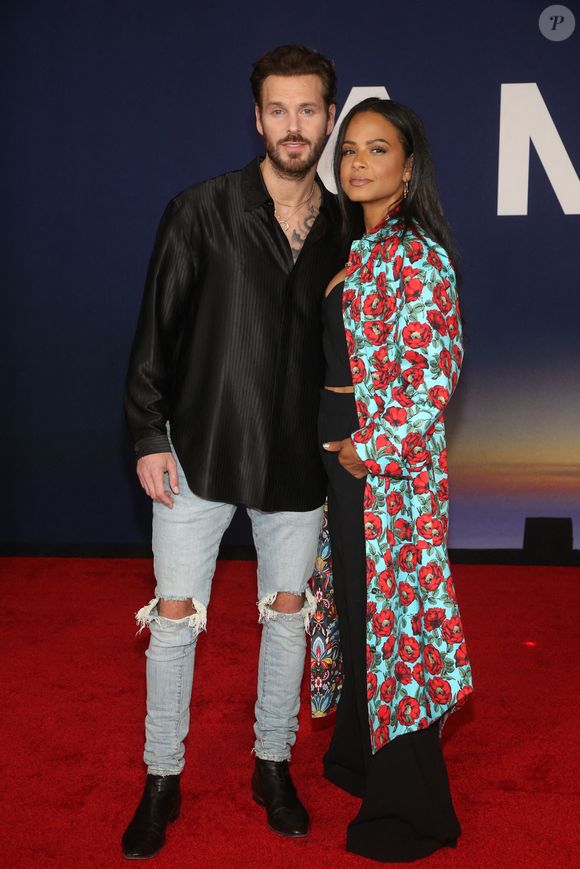 Matt Pokora et sa femme Christina Milian au photocall lors de la première du film "Ambulance" à Los Angeles. Photo par Bestimage