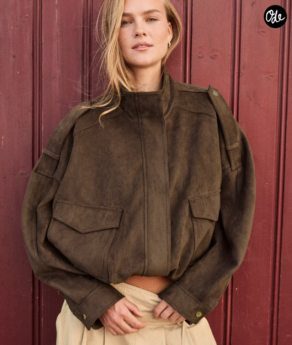 Stradivarius veste oversize en daim synthétique marron