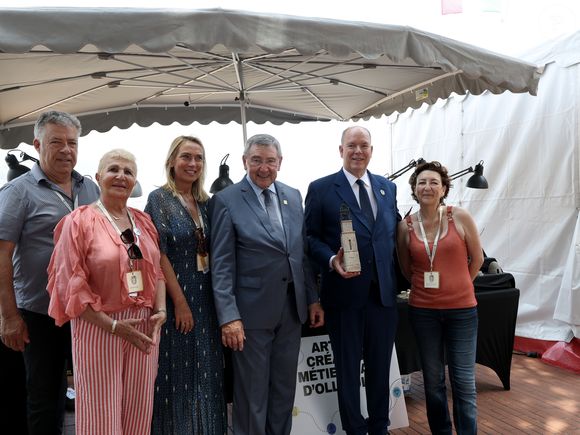Le prince Albert II de Monaco et Robert Bénéventi, maire d'Ollioules - Cérémonie d'ouverture de la 6ème édition des Rencontres des Sites Historiques Grimaldi de Monaco, et remise des Trophées aux Officiels le 14 juin 2025. 
© Caudia Albuquerque / Bestimage