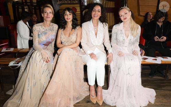 Rebecca Hampton, Aurélie Konaté, Laurence Roustandjee et Béatrice Rosen - Célébrités au défilé Christophe Guillarmé "Collection Prêt-à-Porter Automne/Hiver 2025-2026" lors de la Fashion Week au Balajo à Paris le 5 mars 2025. © Coadic Guirec/Bestimage