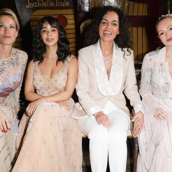 Rebecca Hampton, Aurélie Konaté, Laurence Roustandjee et Béatrice Rosen - Célébrités au défilé Christophe Guillarmé "Collection Prêt-à-Porter Automne/Hiver 2025-2026" lors de la Fashion Week au Balajo à Paris le 5 mars 2025. © Coadic Guirec/Bestimage
