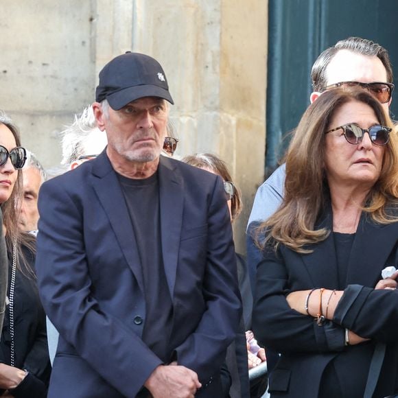 Laurent Baffie, Fati Rosenberg - Sorties des obsèques de Thierry Ardisson en l’église Saint-Roch de Paris, France, le 17 juillet 2025. © Clovis-Jacovides/Bestimage