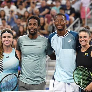 Jennifer Brady, Christopher Eubanks, Gael Monfils, Elina Svitolina participent au match "Stars of the Open" au profit de l'Ukraine Relief à l'USTA Billie Jean King National Tennis Center le 23 août 2023 à Flushing Queens.